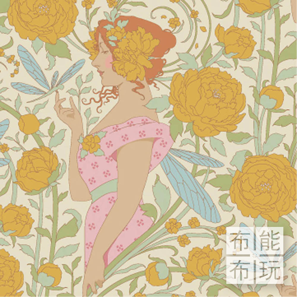 【2026年春夏新品預購】Tilda Songbird 鳴鳥棉布: 芥子黃奧柏麗 100656