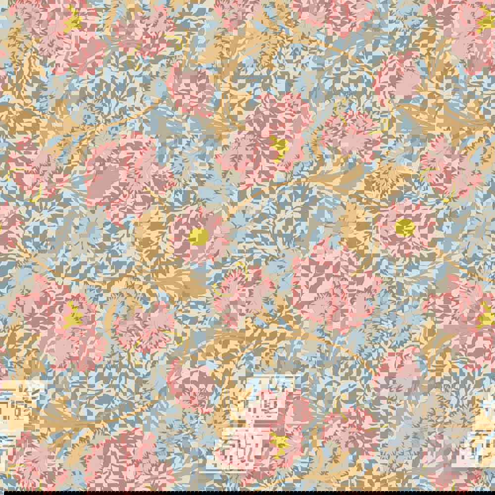 【2026年春夏新品預購】Tilda Songbird 鳴鳥棉布: 藍色花卉 100654