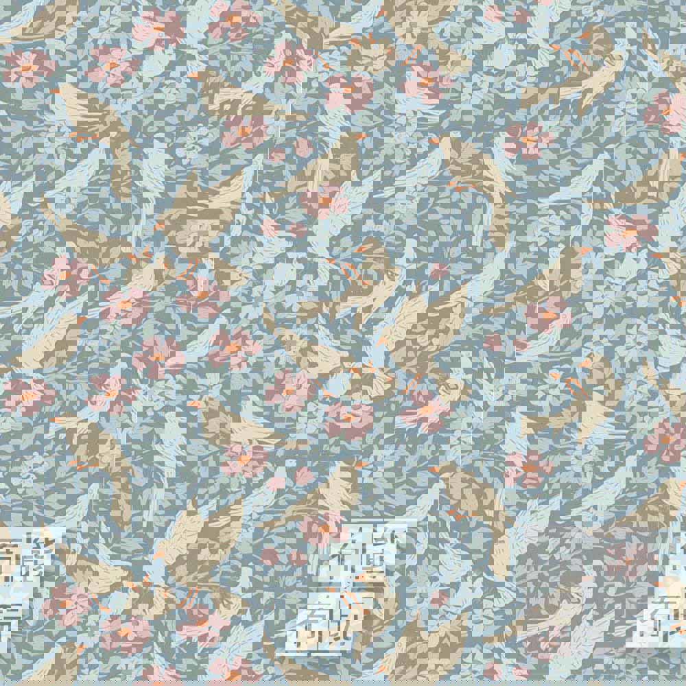 【2026年春夏新品預購】Tilda Songbird 鳴鳥棉布: 藍色艾娃 100651