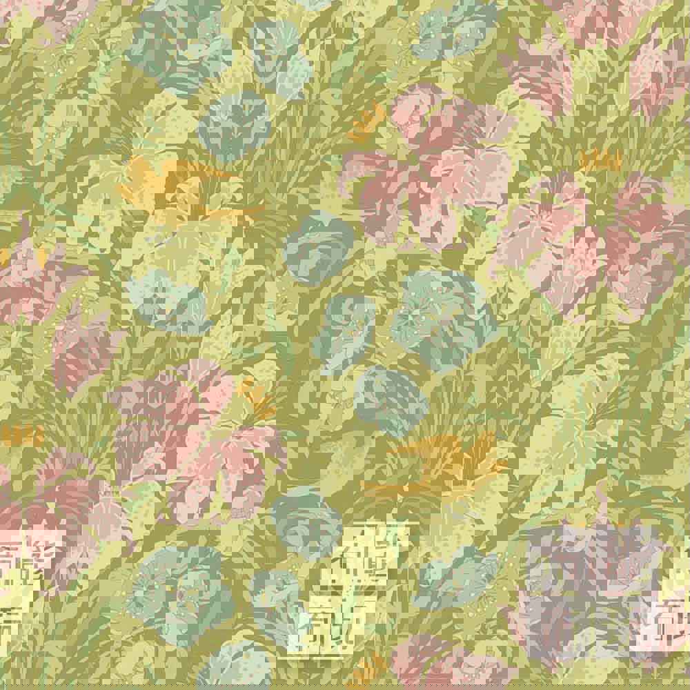 【2026年春夏新品預購】Tilda Songbird 鳴鳥棉布: 綠色鳴鳥棉布: 100649