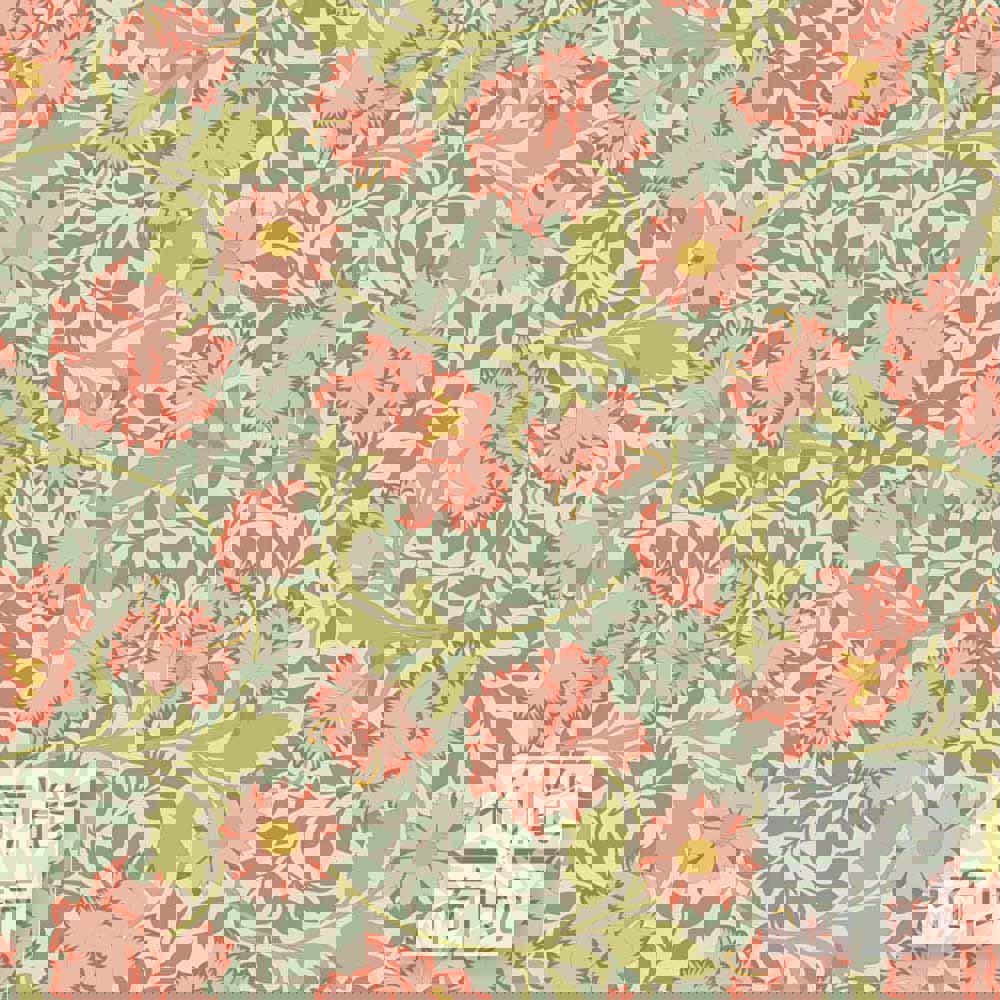 【2026年春夏新品預購】Tilda Songbird 鳴鳥棉布: 鼠尾草色花卉 100648