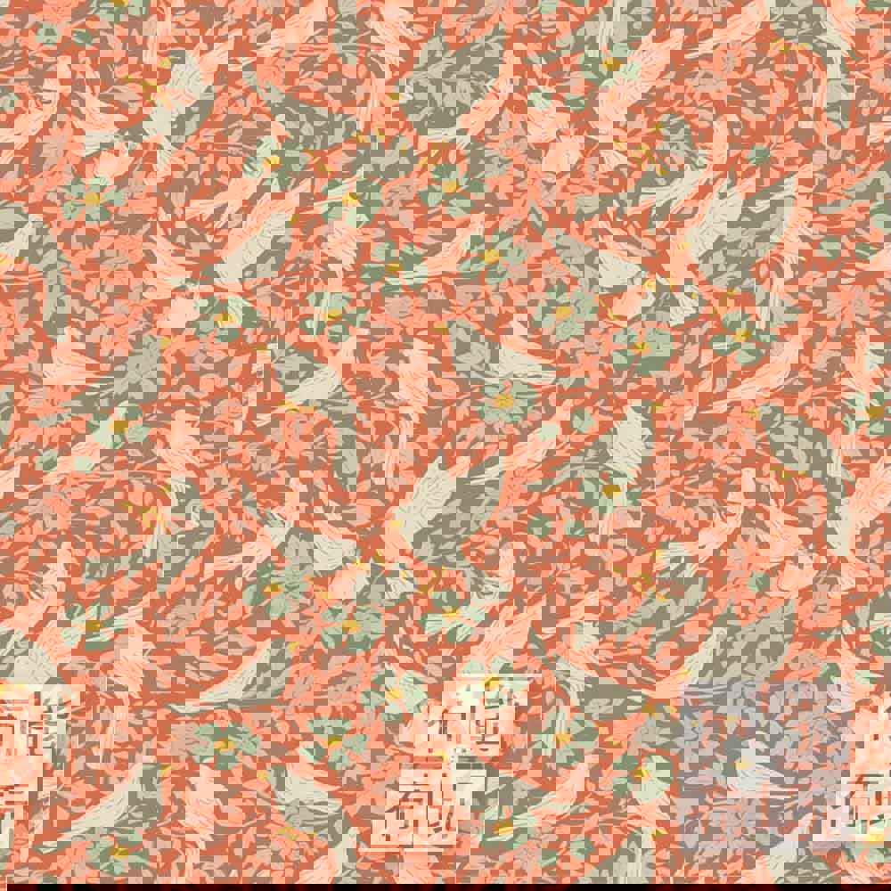 【2026年春夏新品預購】Tilda Songbird 鳴鳥棉布: 珊瑚紅色艾娃 100644