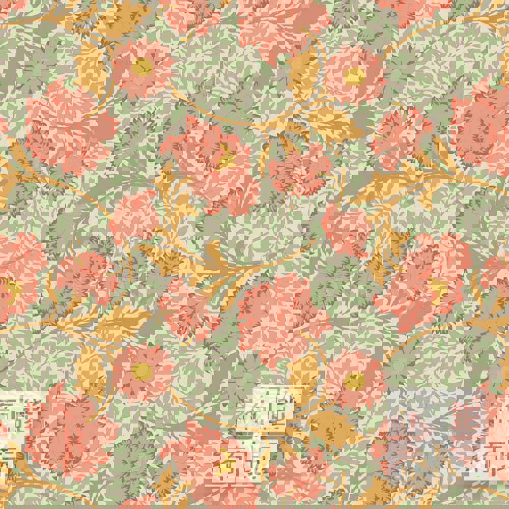 【2026年春夏新品預購】Tilda Songbird 鳴鳥棉布: 珊瑚紅色花卉 100641