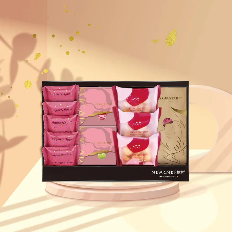 【糖村】璽羽禮盒 HG02 (經典鳳梨酥5入+草莓牛軋糖8入+抹茶牛軋糖8入+貝比曲奇-奶香隨享包3入+法式牛軋糖10入)(預購10個工作天)