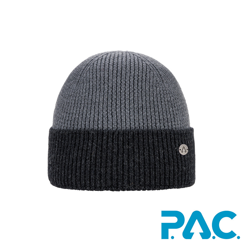 【PAC 德國】BLOCWUL美麗諾羊毛帽(PAC40101011黑灰/透氣/保暖/針織帽/毛線帽/羊毛帽)