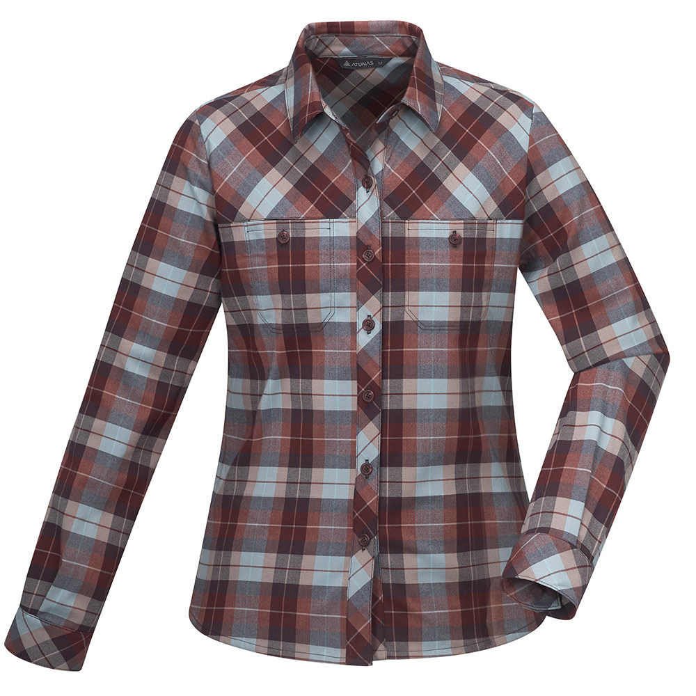 女款THERMOTECH長袖格紋衫(A1SH2502W紅藍格/舒適彈性/格子襯衫)