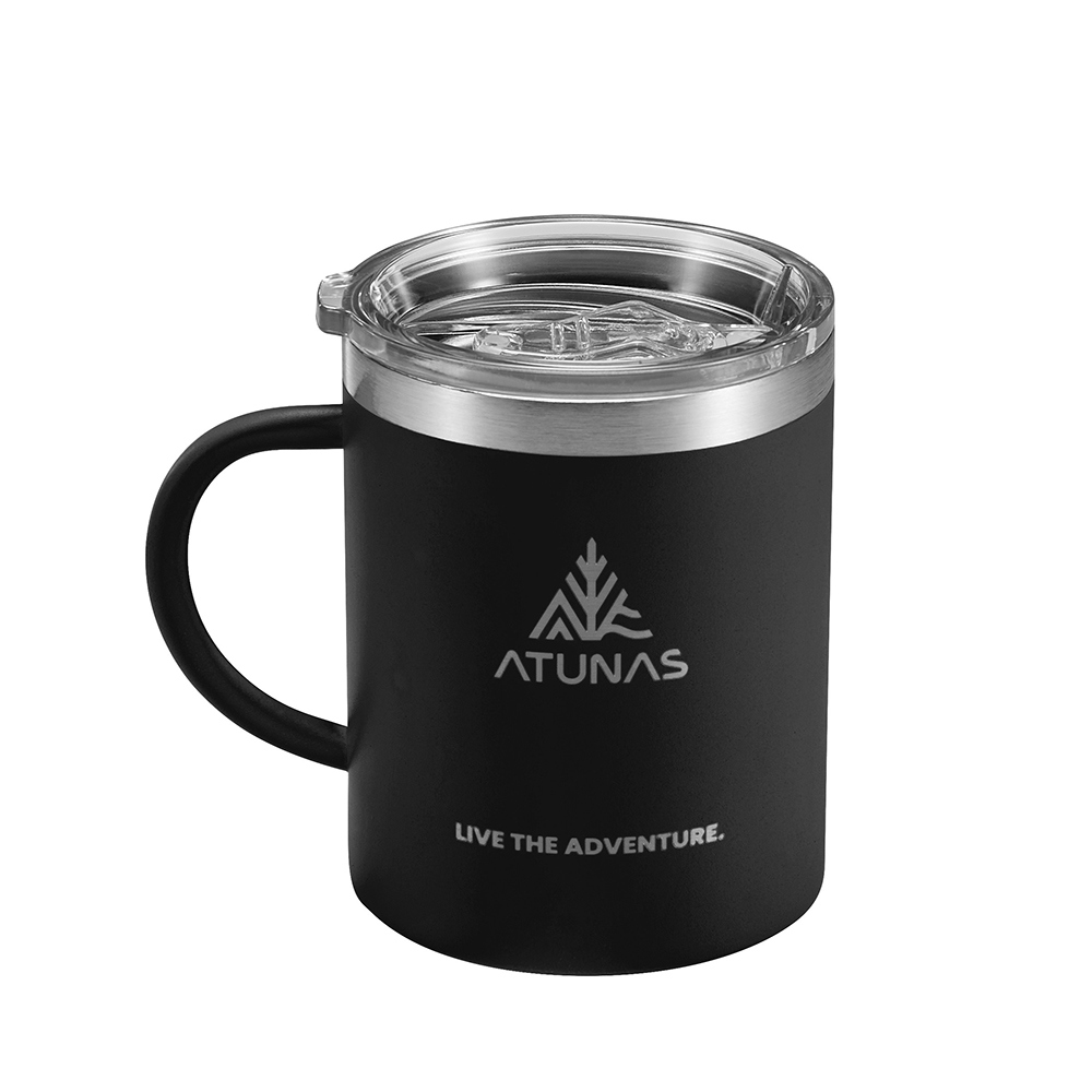 不鏽鋼雙層馬克杯300ml(A1KTGZ13黑/登山露營/戶外餐具)