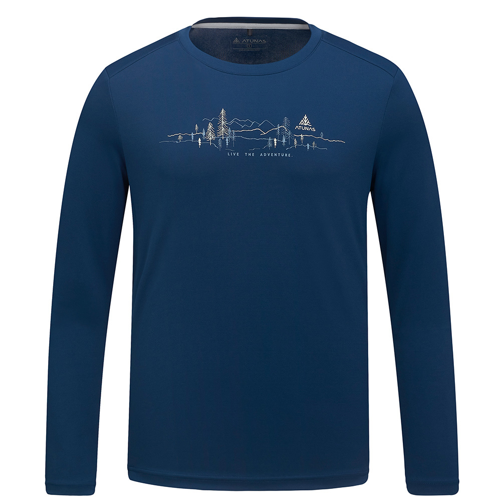 男循環抑菌長袖排汗T恤(A1TSHH01MC藍/透氣排汗/樂遊戶外)