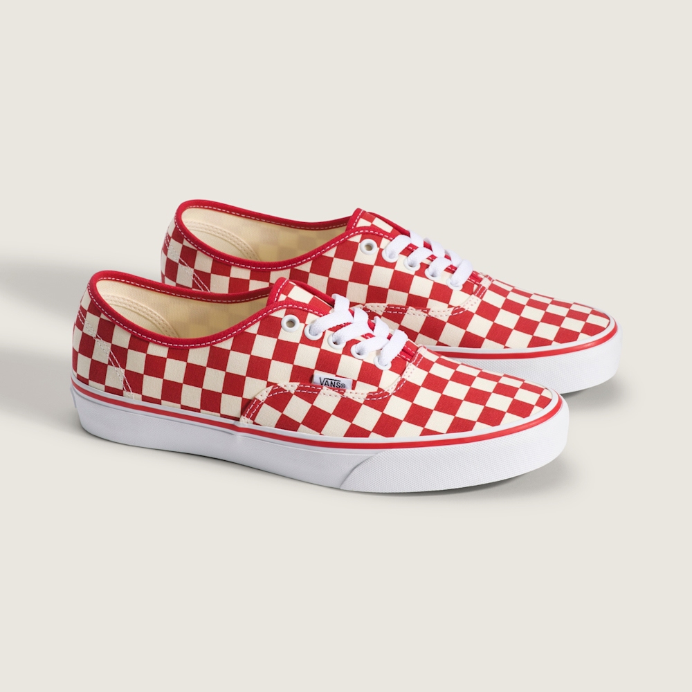 Authentic 紅色棋盤格滑板鞋