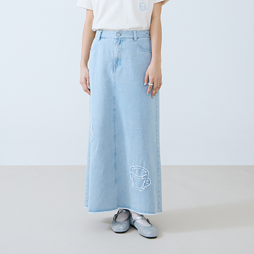 【E WEAR.FAVVI x yohand studio】咖啡與蒸氣-牛仔長裙(藍)