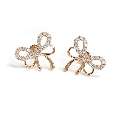 【JSTAR】蝴蝶結造型鑽耳環(女王節DM商品)