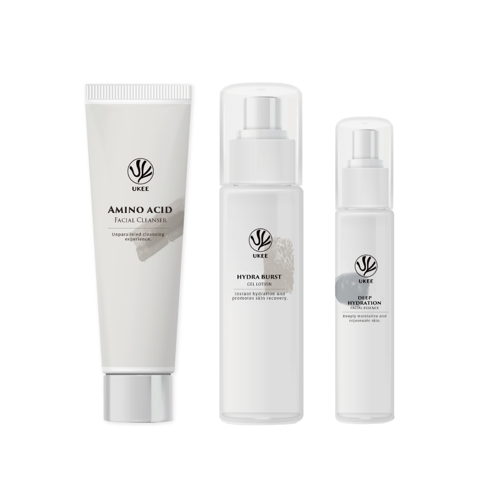 《員購專區》UKEE 煥顏三件組｜潔顏霜+爆水凝露+精華乳 打造好肌底