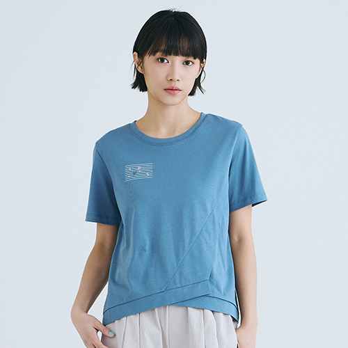 【E-WEAR】線條小人 印花純棉上衣 - 三色