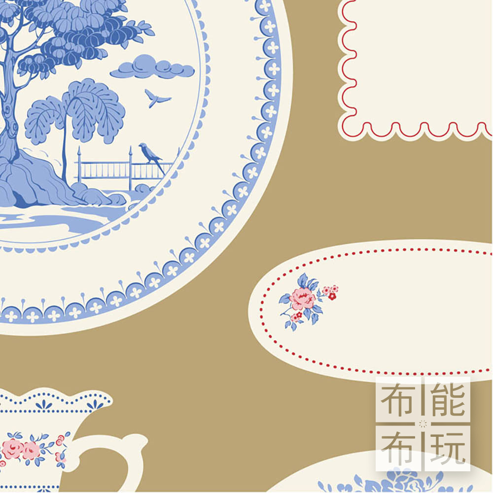 【2026年特別版新品預購】Tilda Something Blue 藍釉棉布: 赭色拼布標籤和裝飾品 110172