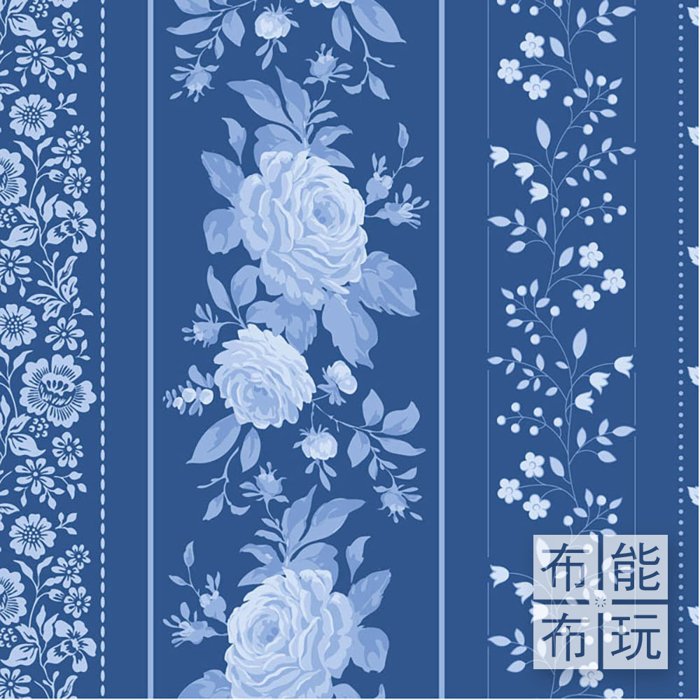 【2026年特別版新品預購】Tilda Something Blue 藍釉棉布: 夜色邊條 110171