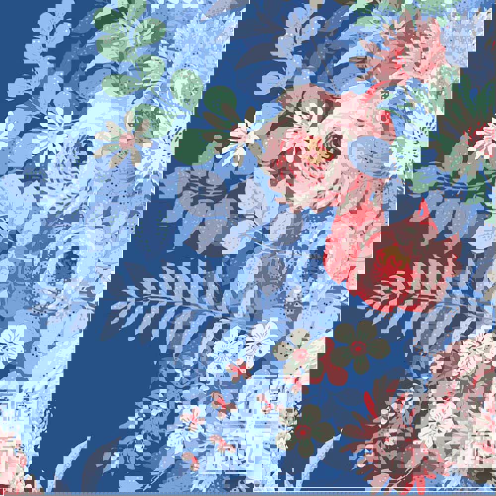 【2026年特別版新品預購】Tilda Something Blue 藍釉棉布: 夜色奇幻花卉 100675