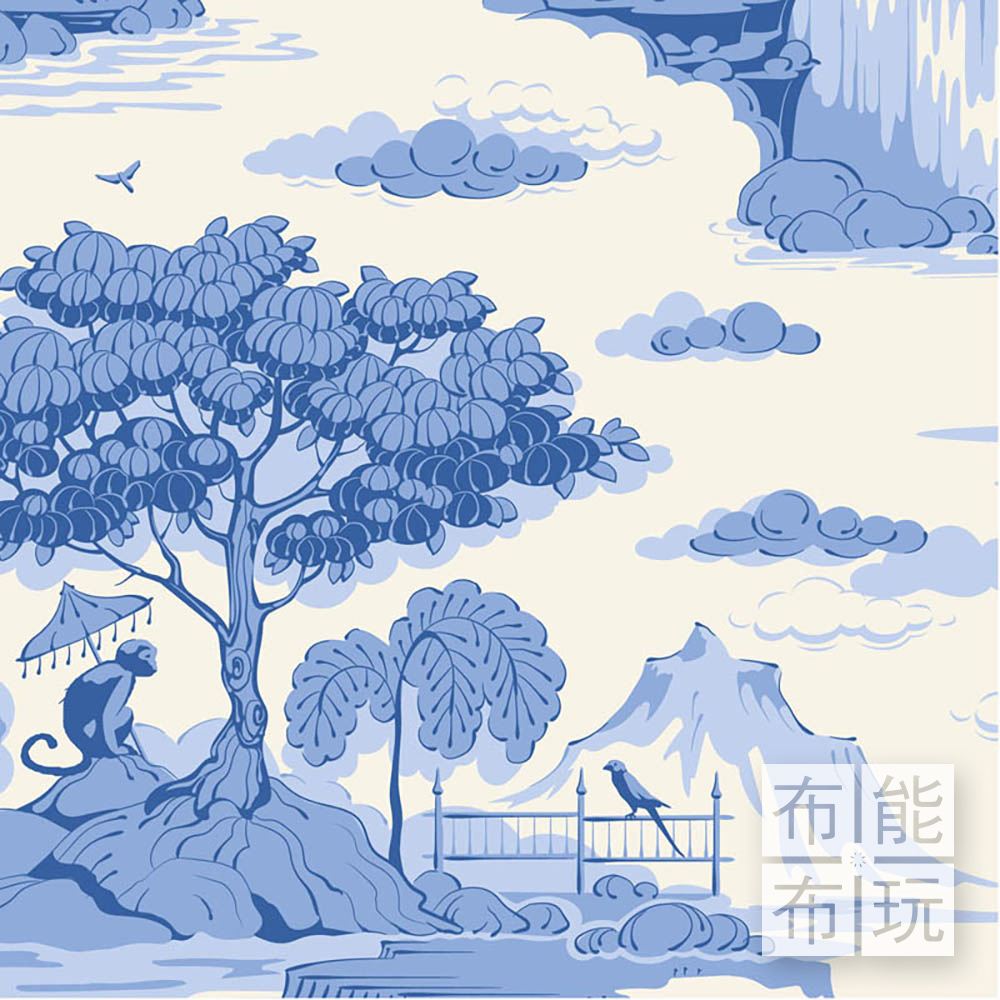 【2026年特別版新品預購】Tilda Something Blue 藍釉棉布: 奶油色風景 100670