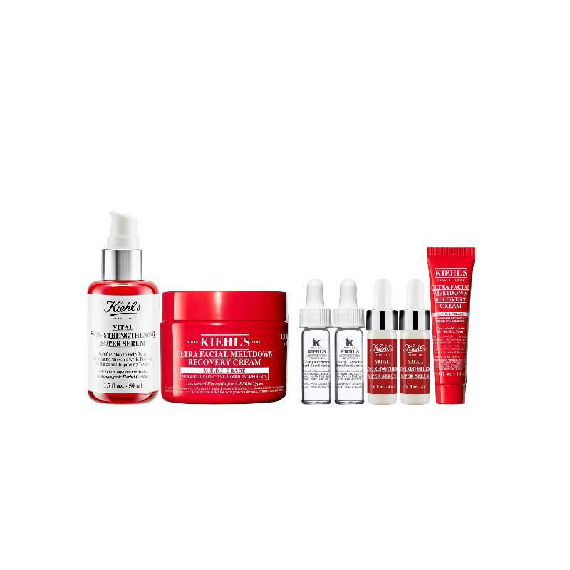 【Kiehl's 契爾氏】急救保濕修護組(益肌重生修復凝霜50ml+14ml+11kDa超導全能修護露50ml+4ml*3+淡斑精華4ml*2)(女王節DM商品)