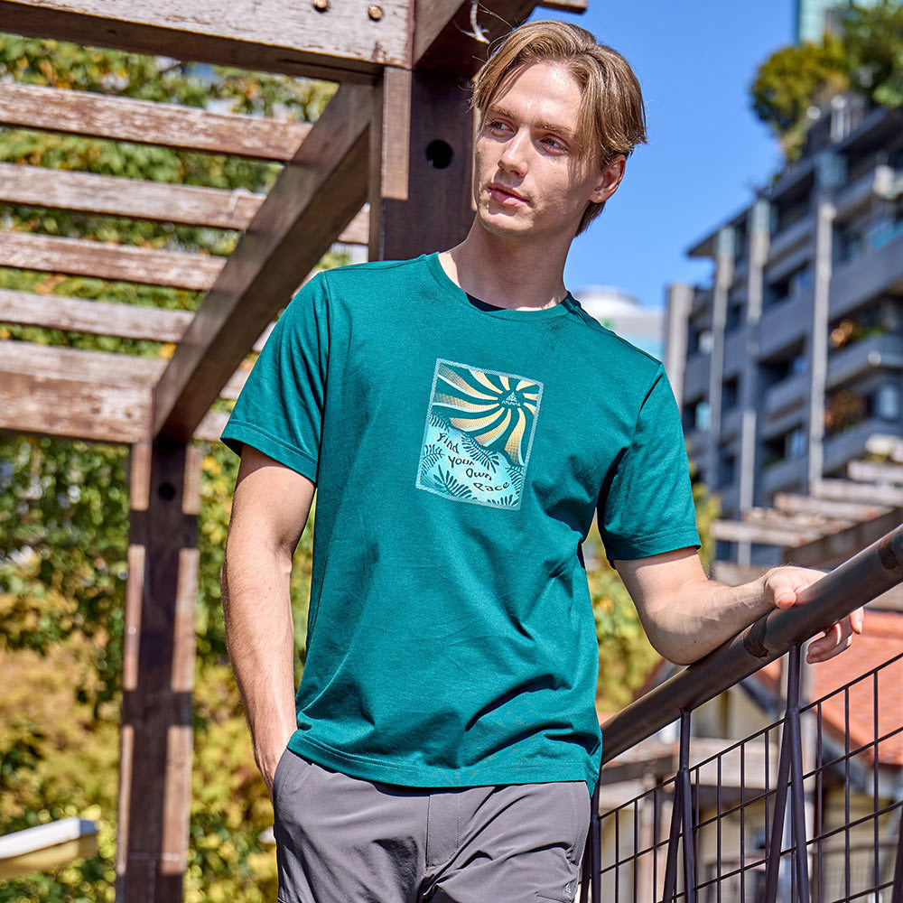 男款ATUNAS-TEX短袖T恤(A2TS2612M綠/透氣/快乾排汗/夏日百搭)