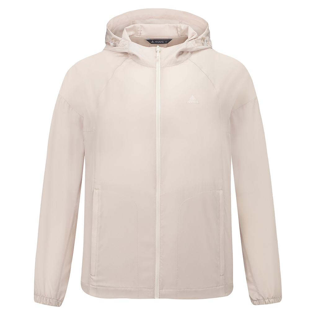 女款蚊瘋不動涼感連帽外套(A1GA2604W奶茶/風衣/防曬/輕薄透氣)