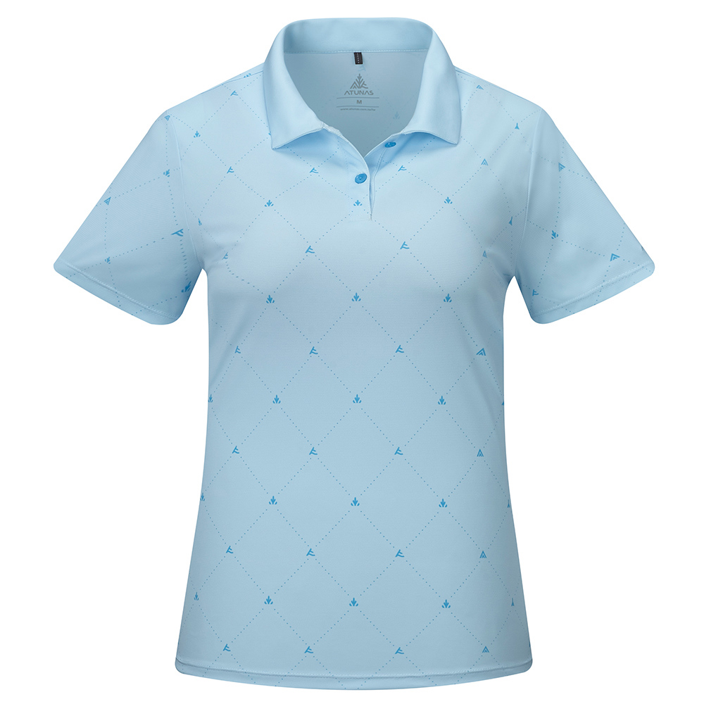 女款酷涼節能抑菌短袖POLO衫(A1PS2605WC印花藍/涼感透氣/抑菌抗臭/快乾排汗/抗紫外線)