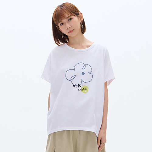 【E-WEAR 網路獨家販售】Ka-ching小花 印花純棉上衣 - 三色