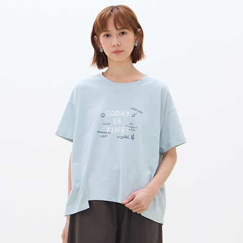 【E-WEAR】好日子印花造型純棉上衣 - 三色