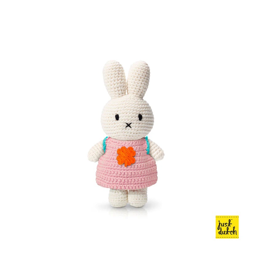 Just Dutch Miffy 手工編織 娃娃 - 粉紅幸運草洋裝