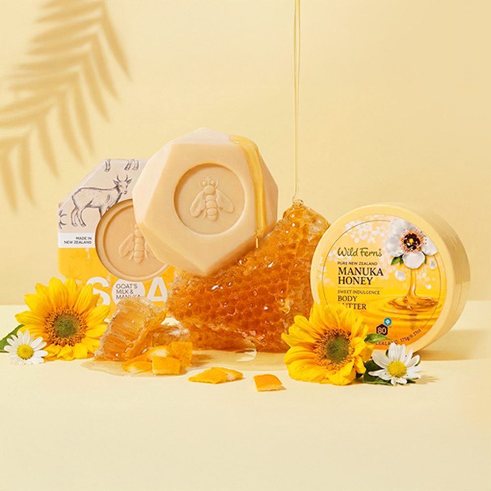 【保濕滋潤組】帕爾氏-麥蘆卡蜂蜜山羊奶雙效滋潤皂 140g x3+蜂蜜潤膚奶油霜 175mlx1