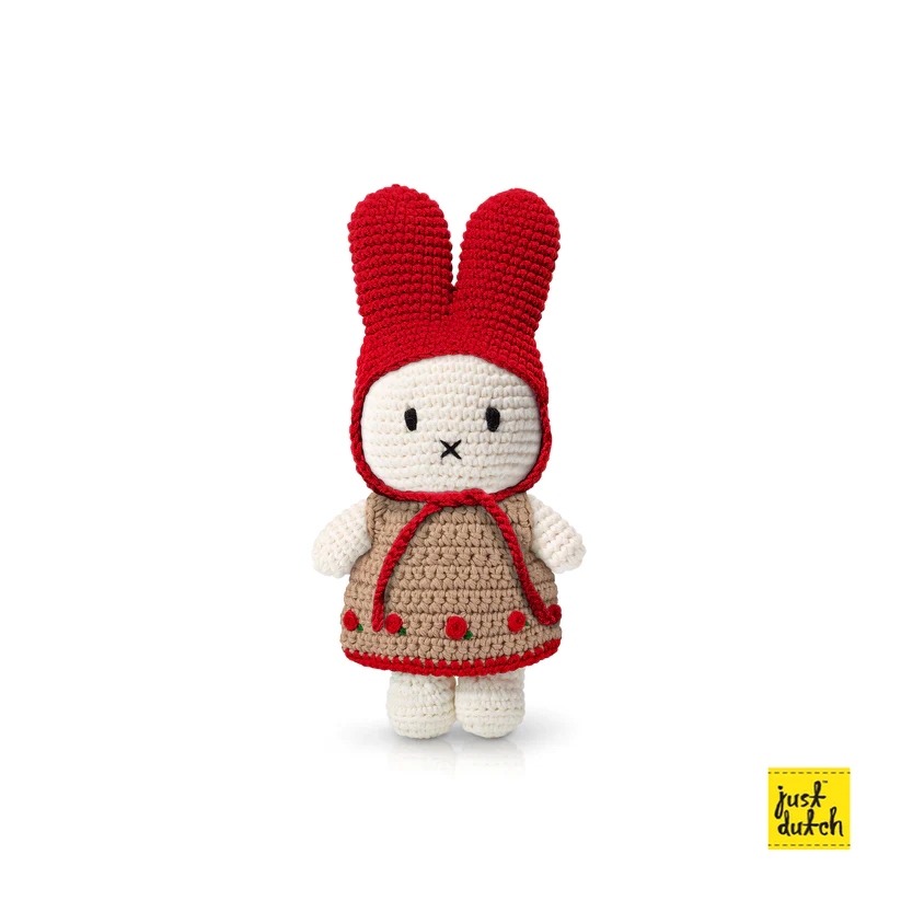 Just Dutch Miffy 手工編織 娃娃 - 玫瑰洋裝+紅帽