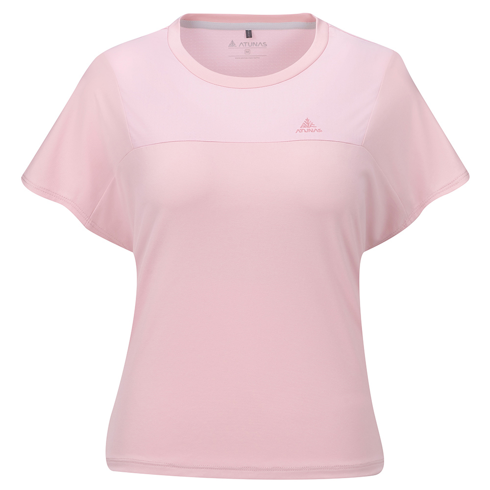 女款酷涼節能抑菌短袖T恤(A1TS2606W淺粉/涼感透氣/抑菌抗臭/快乾排汗/綁結設計/抗紫外線)