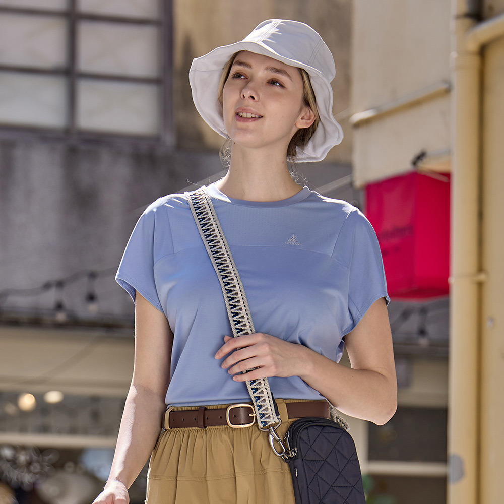 女款酷涼節能抑菌短袖T恤(A1TS2606W霧紫/涼感透氣/抑菌抗臭/快乾排汗/綁結設計/抗紫外線)