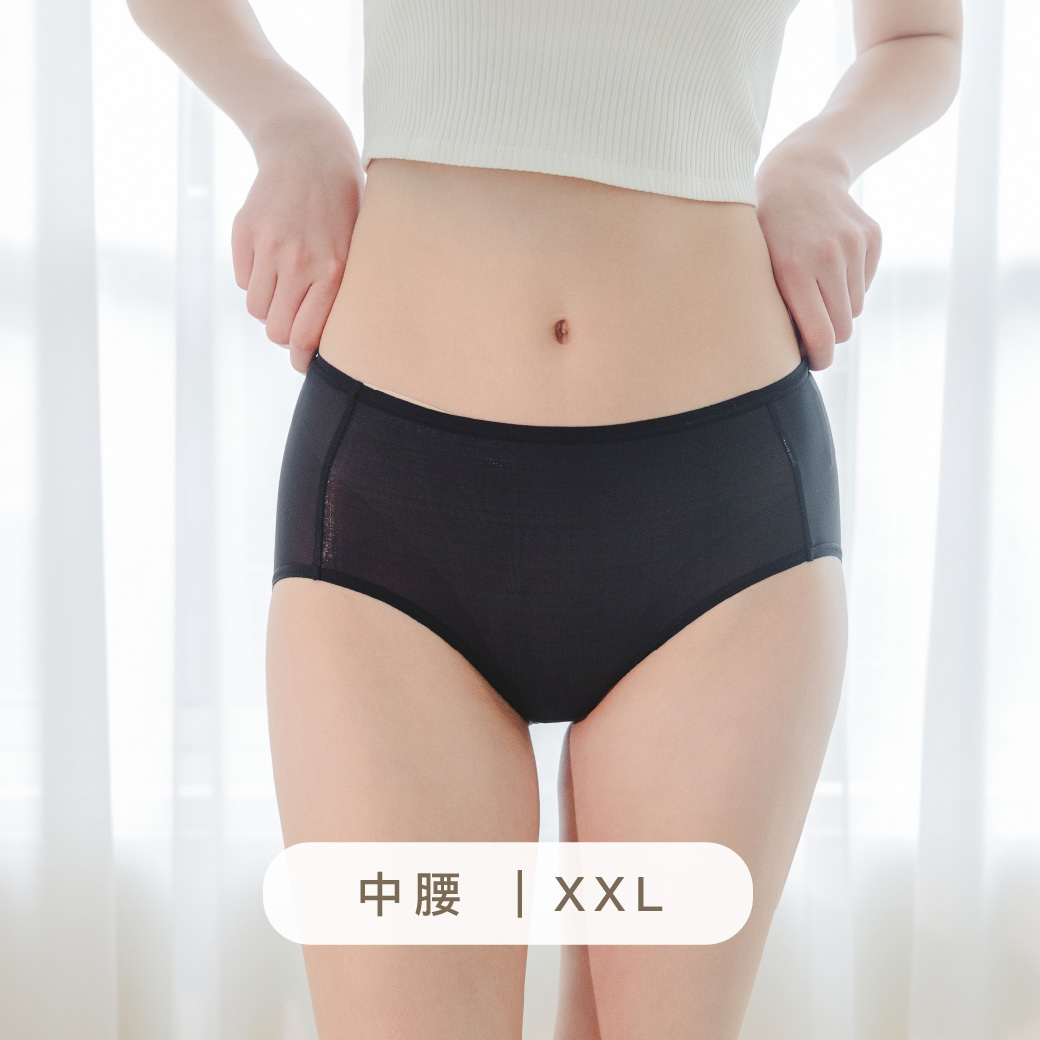 XXL 膠原蛋白牛奶肌/純好感．中腰涼感透氣內褲｜靜謐黑 #21309