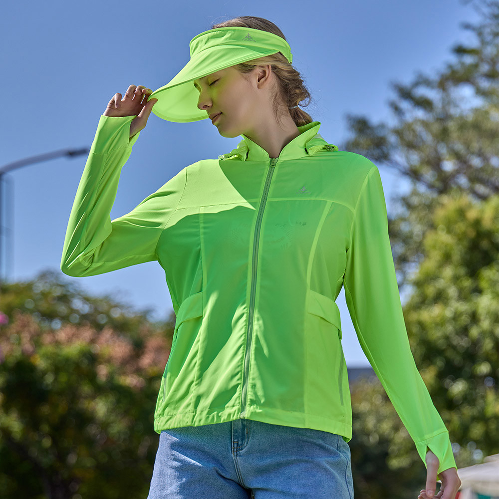 女款玩美肌光防曬外套/透氣外套/防曬美肌(A1GA2609W螢光黃/穿的保養品 )