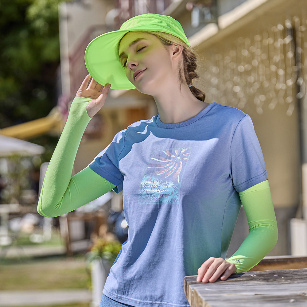 玩美肌光瞬透冰紗無縫袖套(拇指款)(A1ACHH02N螢光黃/涼感/防曬抗UV袖套/美肌袖套/美肌新革命)