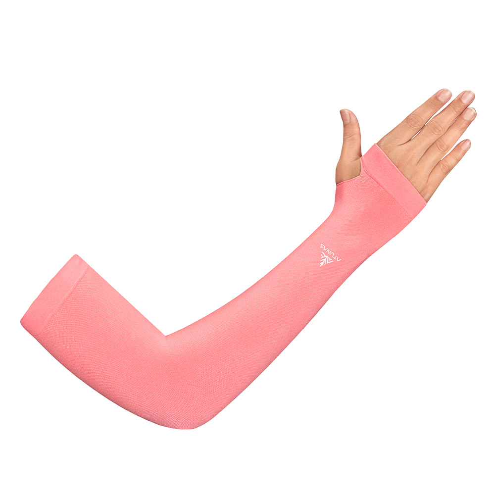 玩美肌光瞬透冰紗無縫袖套(拇指款)(A1ACHH02N螢光橘桃/涼感/防曬抗UV袖套/美肌袖套/美肌新革命)
