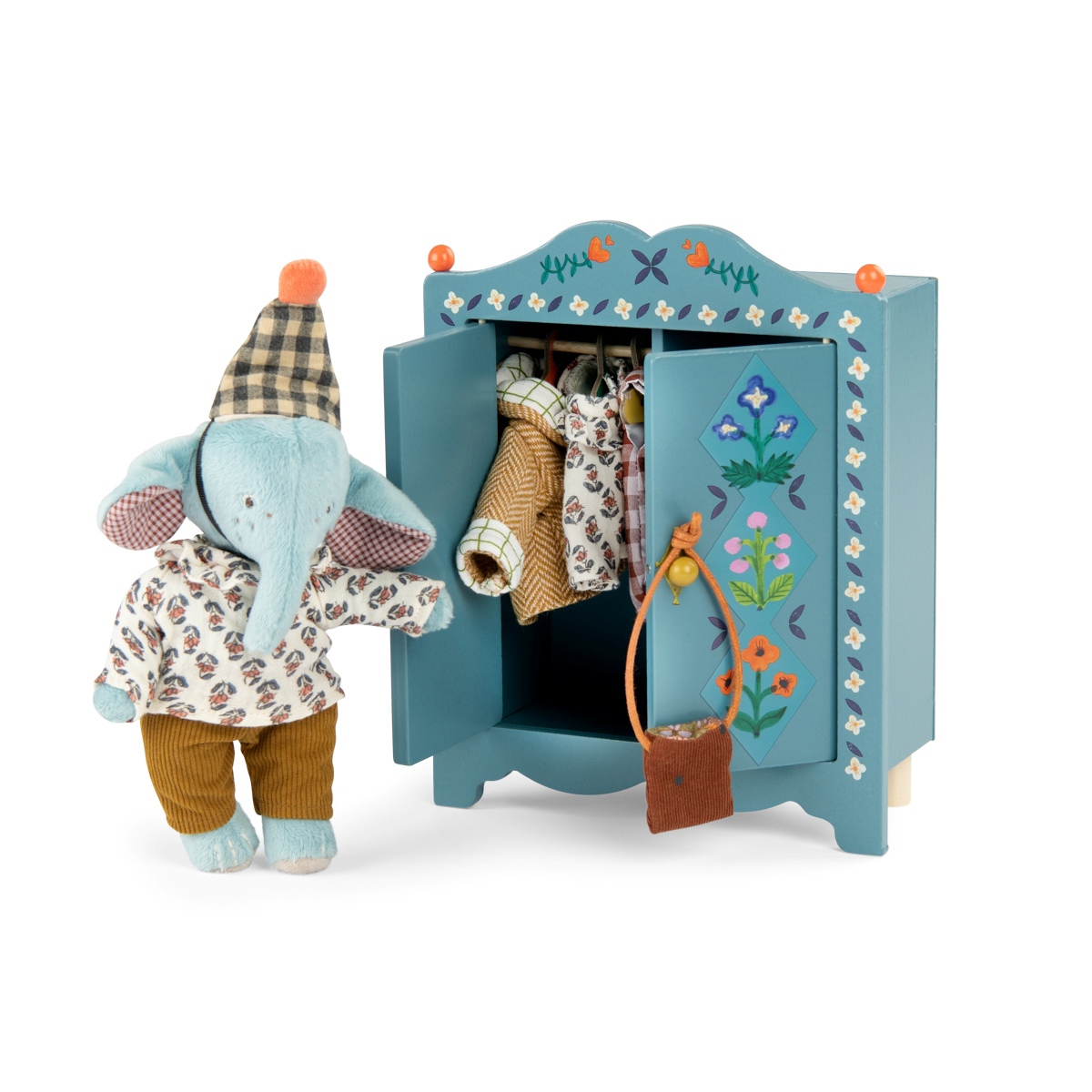 【預購】法國 Moulin Roty 米努奇卡斯 木質玩偶小衣櫃 (不附玩偶與衣服)