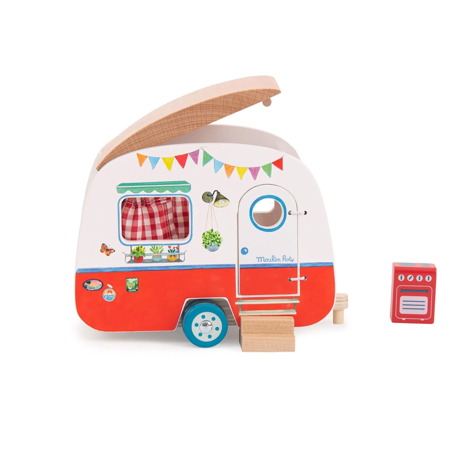 法國 Moulin Roty 歡樂家庭木質露營車 (不附人偶)