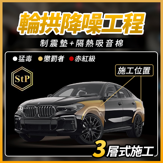 送安裝 STP 輪拱降躁工程 制震墊+隔熱吸音棉 3層施工 禾笙影音館
