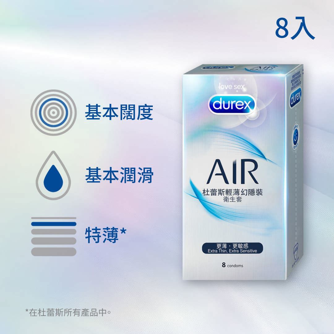 【極致輕薄系列】杜蕾斯AIR輕薄幻隱裝衛生套8入