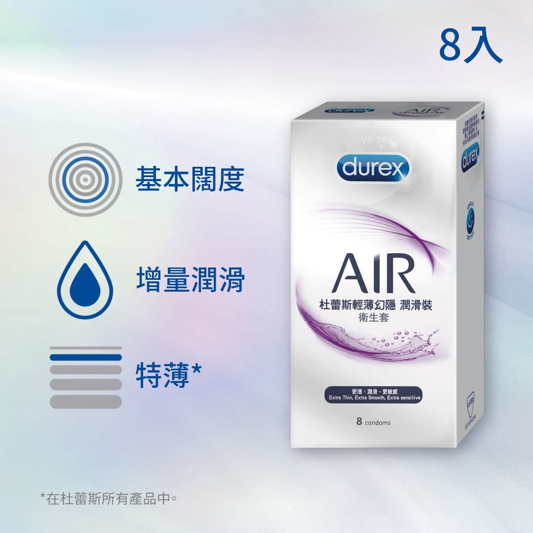 【極致輕薄系列】杜蕾斯AIR輕薄幻隱潤滑裝衛生套8入