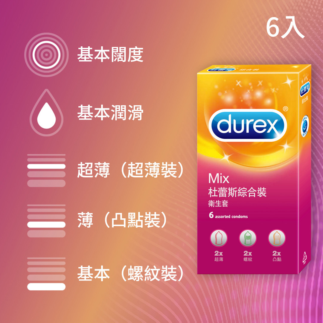 【多重刺激系列】杜蕾斯綜合裝衛生套6入