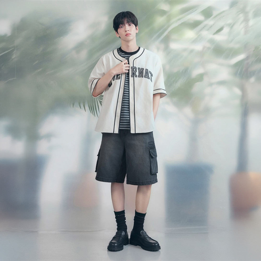 寬版工裝牛仔短褲 黑