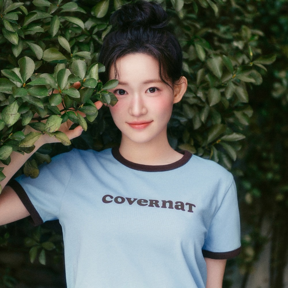 女款Logo滾邊T恤 霧藍