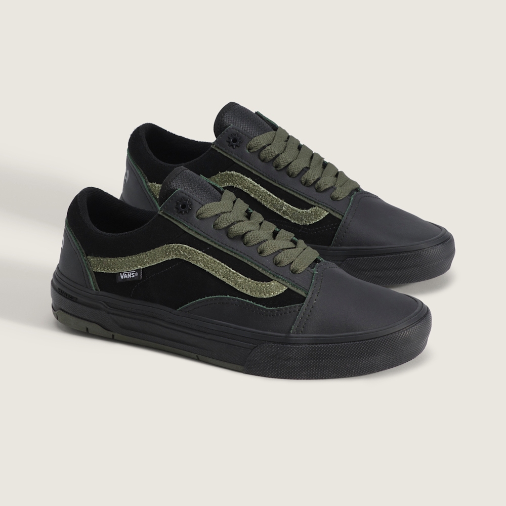 Skate Old Skool Wafflecup 黑色/綠色專業滑板鞋