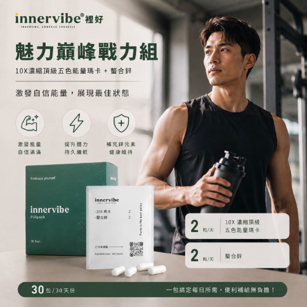 【魅力巔峰戰力組】10X瑪卡膠囊 螯合鋅膠囊 30日份