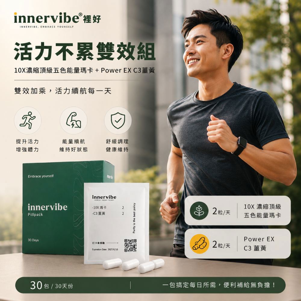 【活力不累雙效組】10X瑪卡膠囊 C3 薑黃膠囊 30日份