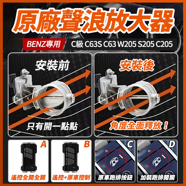 原廠排氣閥門聲浪放大器 賓士 C級 C63S C63 W205 S205 C205 閥門全開 禾笙影音館