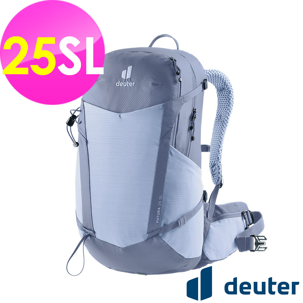 【deuter 德國】FUTURA透氣網架背包/健行包25SL(3400226水藍/女性窄肩款/三面式透氣彈性網架)