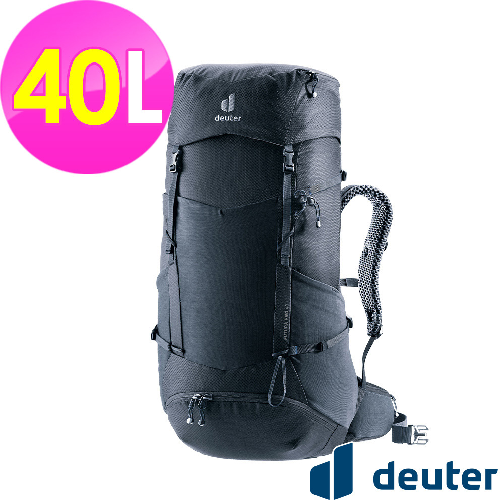 【deuter 德國】FUTURA PRO透氣網架背包/健行包40L(3401526黑/三面式透氣彈性網架/正常版型)